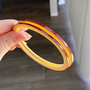 Set Of 2 Rare Vintage Apple Slice Lucite Bangle Bracelets